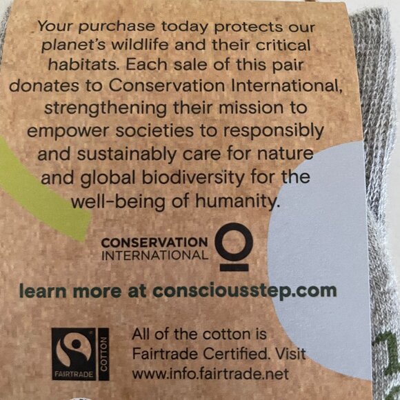 NEW Conscious Step Socks That Protect Sloths M Organic Cotton Fair Trade - Picture 7 of 7